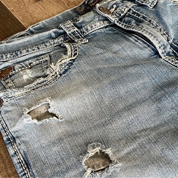 Silver Zac Distress Straight Cut Low Waist Jeans Size 34 - Picture 14 of 16